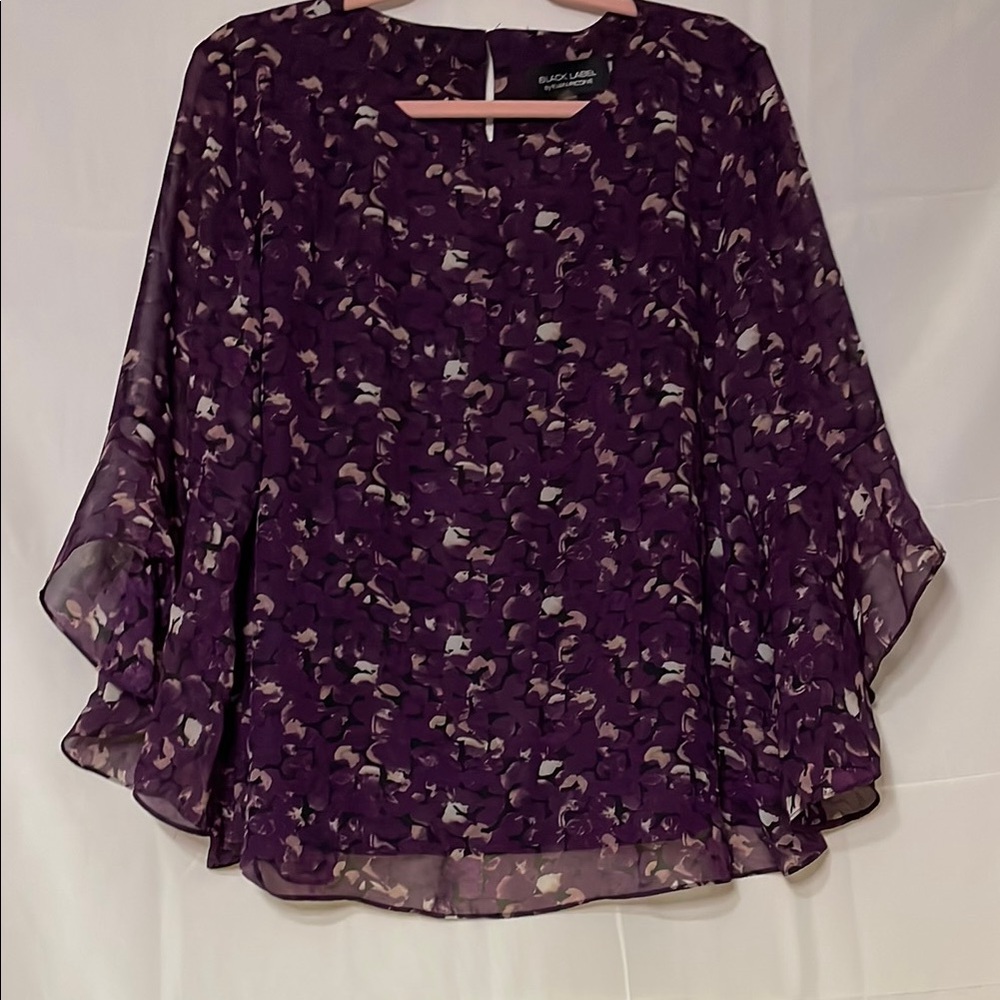 Evan Picone Purple Patterned Blouse